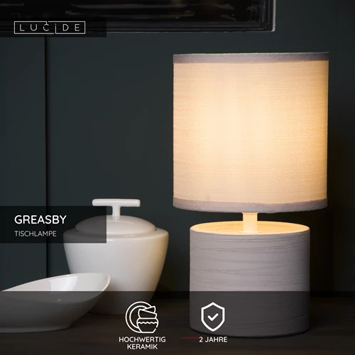 Lucide GREASBY - Tischlampe - Ø 14 cm - 1xE14 - Beige - USP